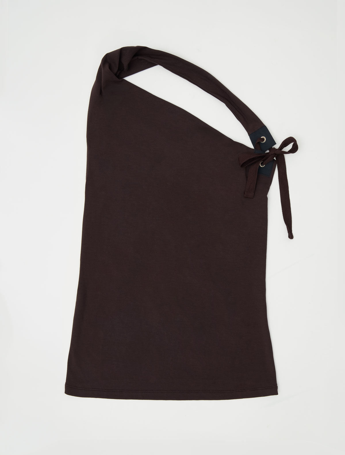 Simulet halter top patch detail eyelet adjustable strap brown