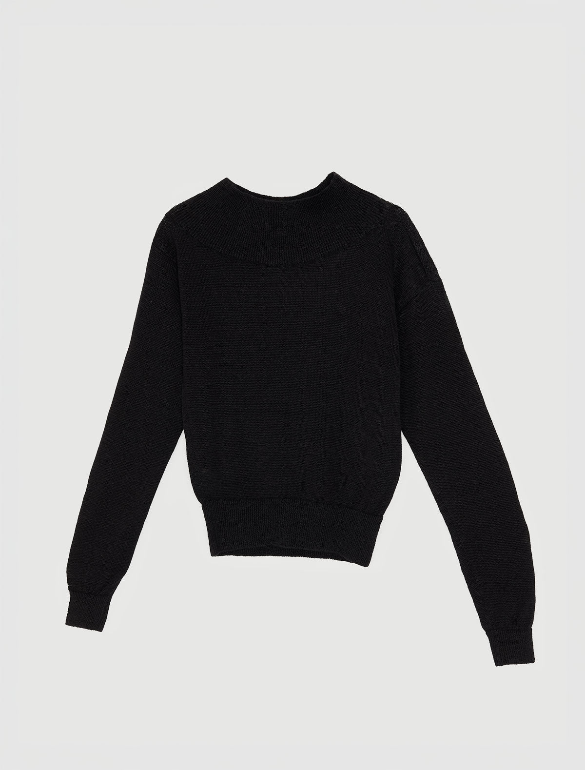 Soto long sleeve hemp knit sweater dropped asymmetric neckline black