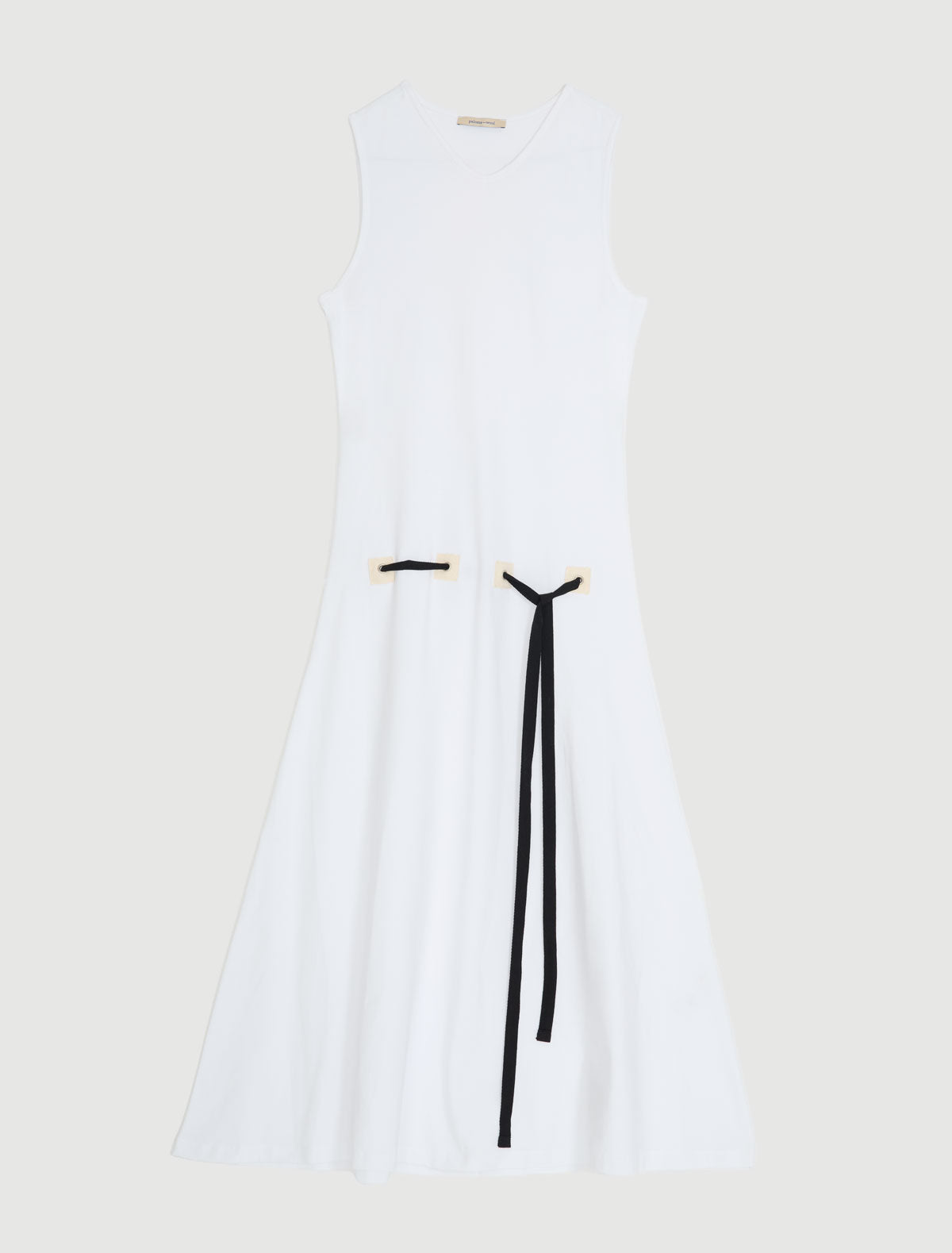 Suni dress fabric patch details hips eyelets white