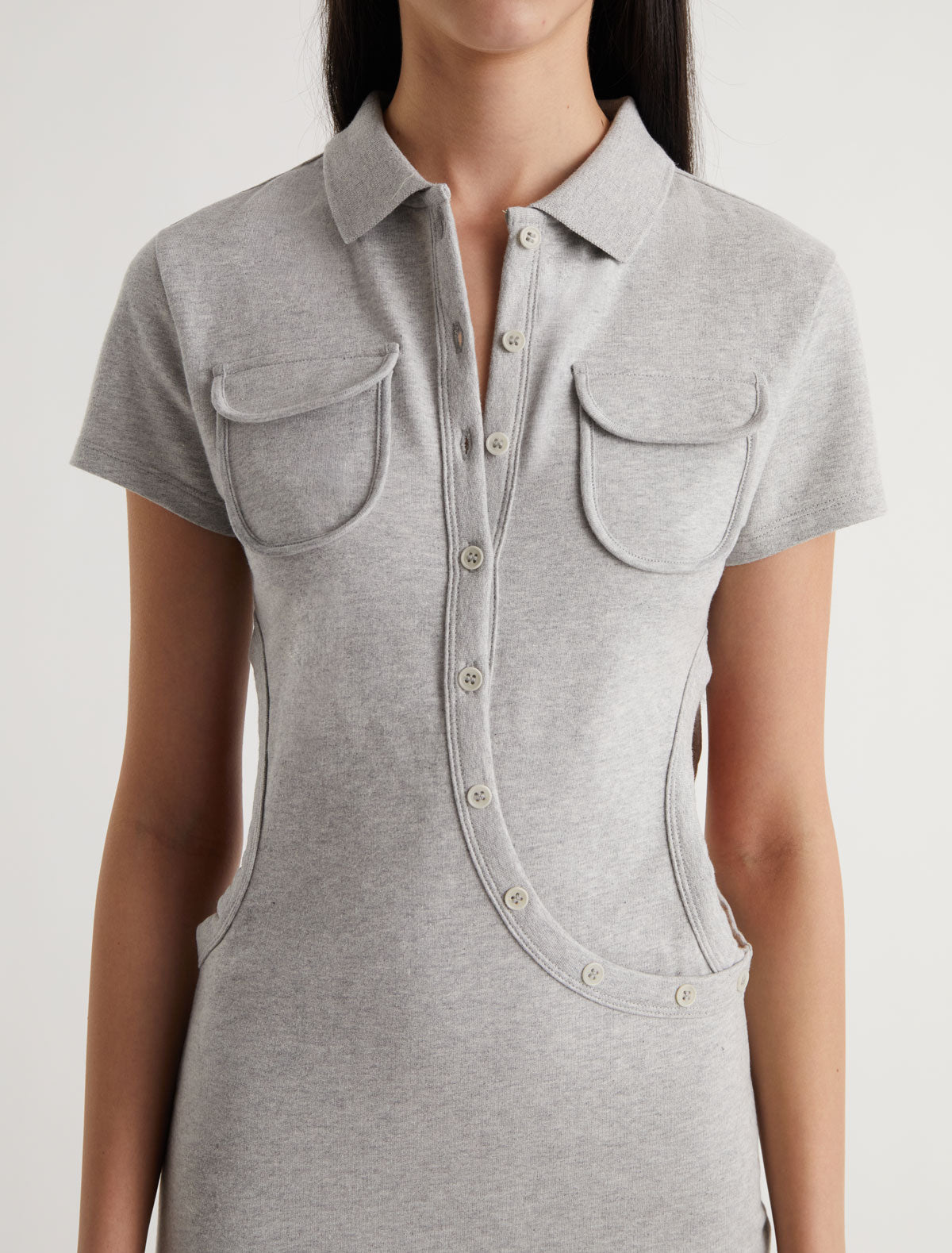 Susana short sleeved polo collar crossover placket