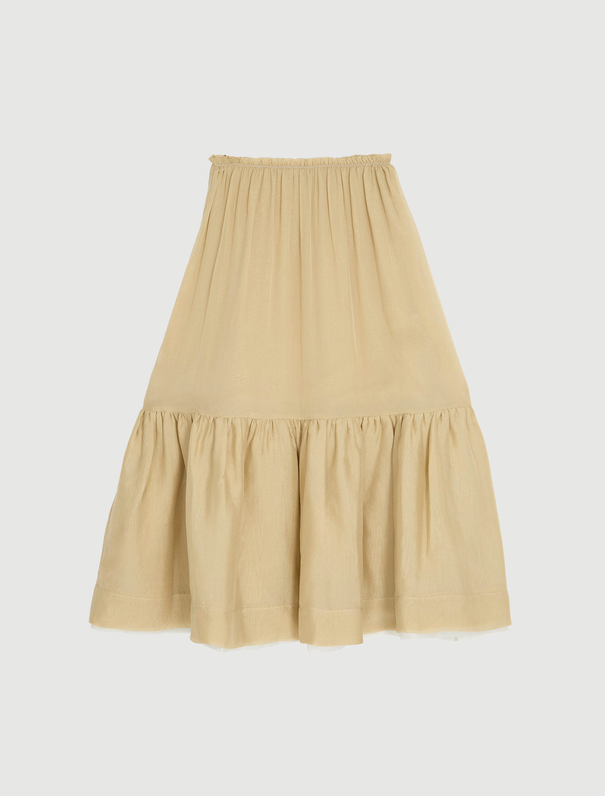Lamin silk skirt organza layer lower panel ecru
