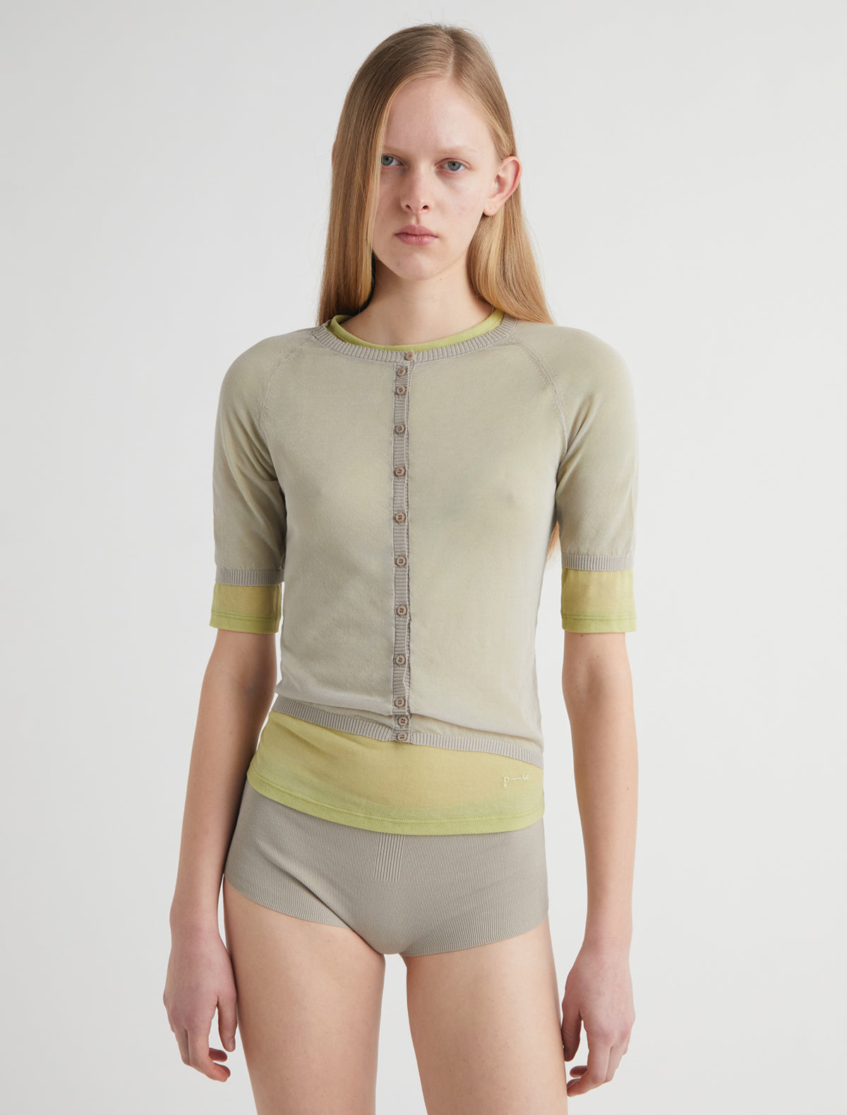 Patinela short sleeve knit cardigan beige