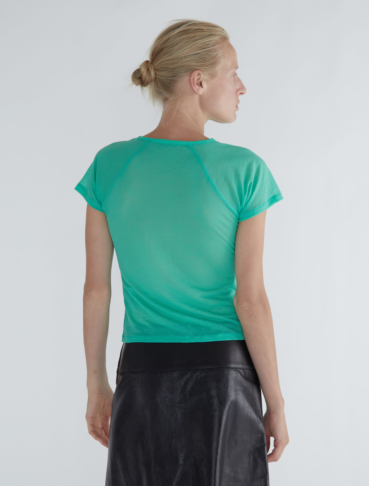 Omu delicate sheer top embroidery green