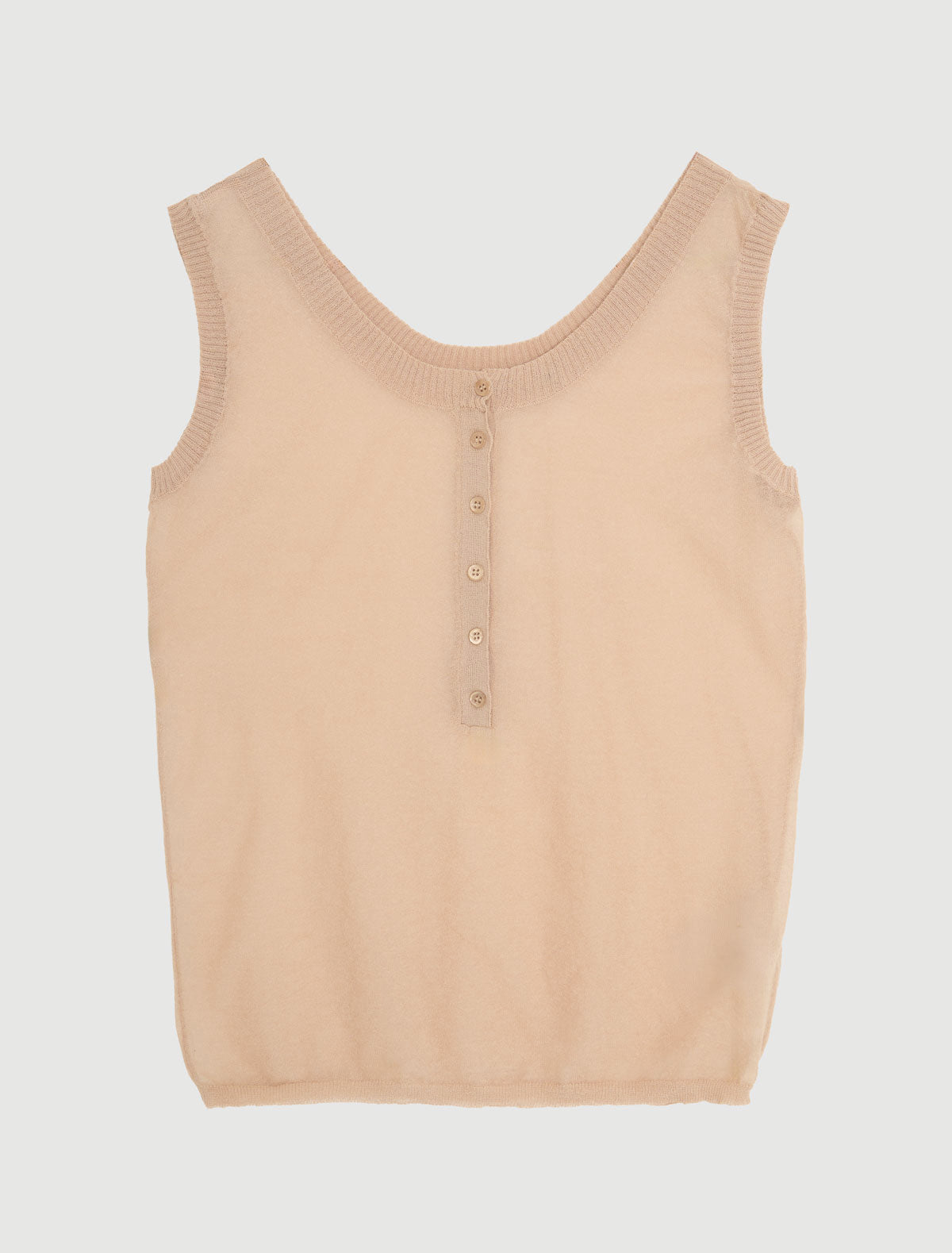 Velata sleeveless top front placket detail beige