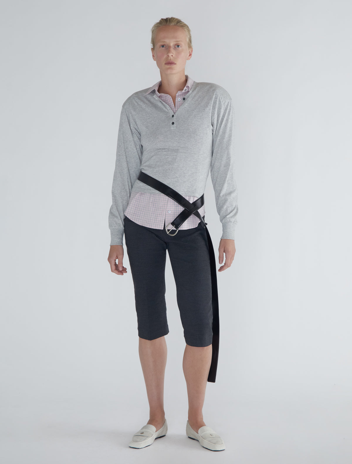Long emilie belt hidden snaps black