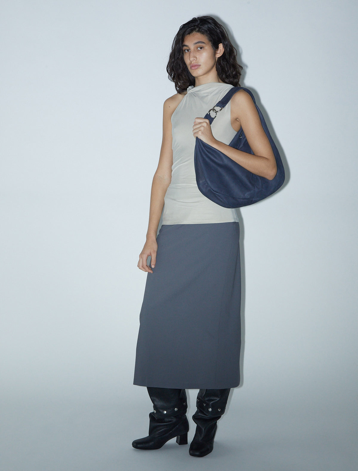 Lassie fitted sleeveless cupro top twisted strap ecru