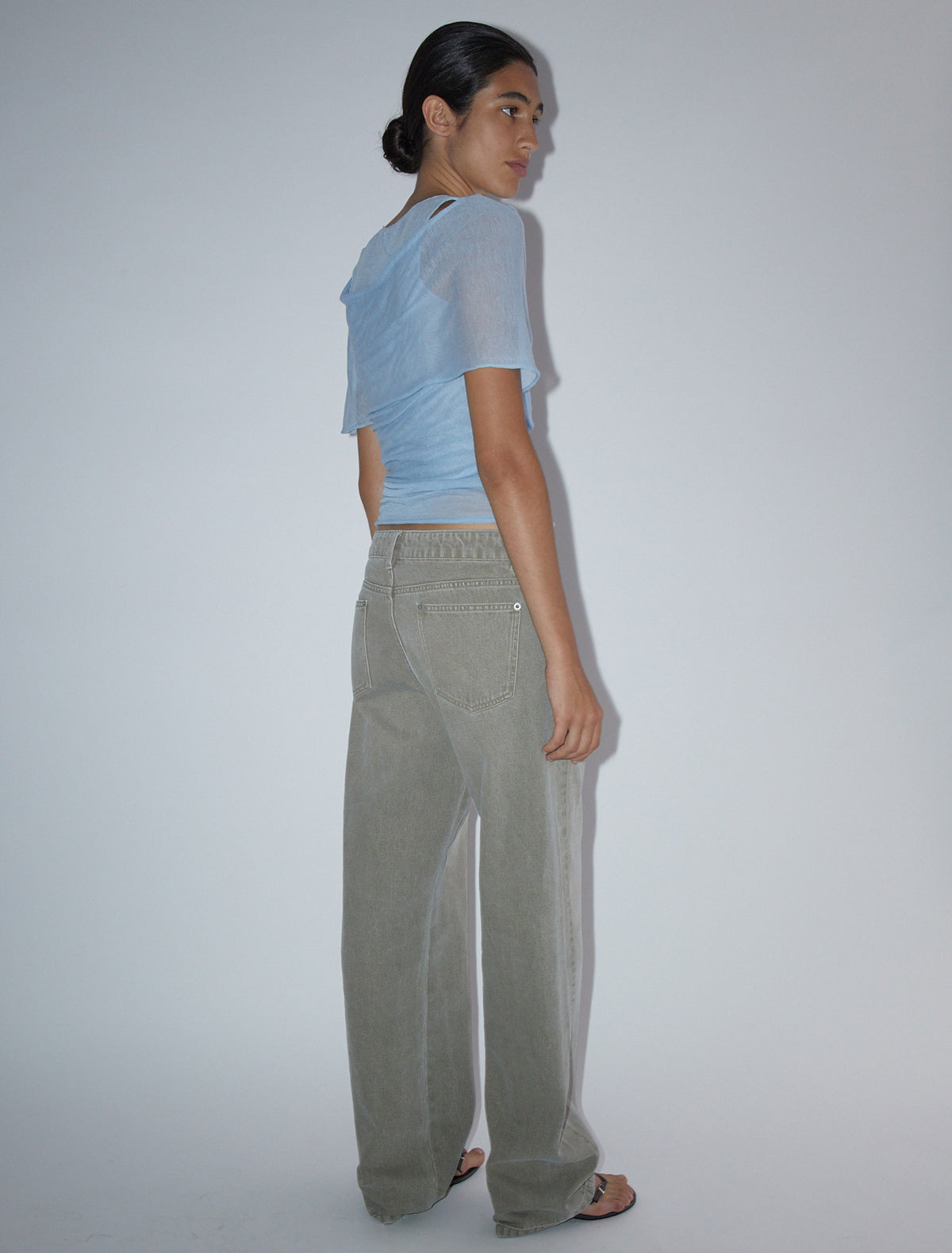 Orlando men trousers forward shifted seams welt pockets grey