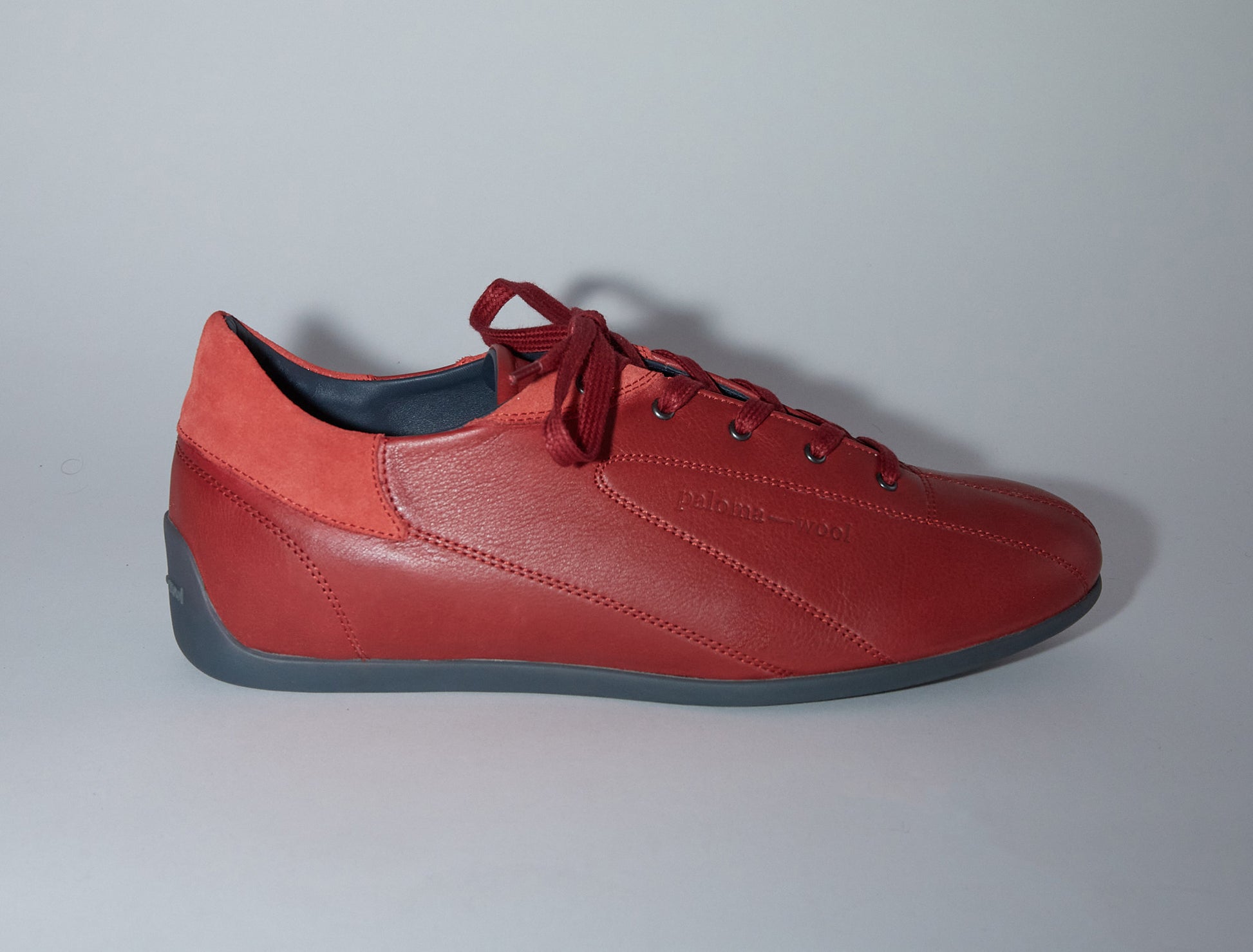 Miles laceup leather sneakers rubber sole red