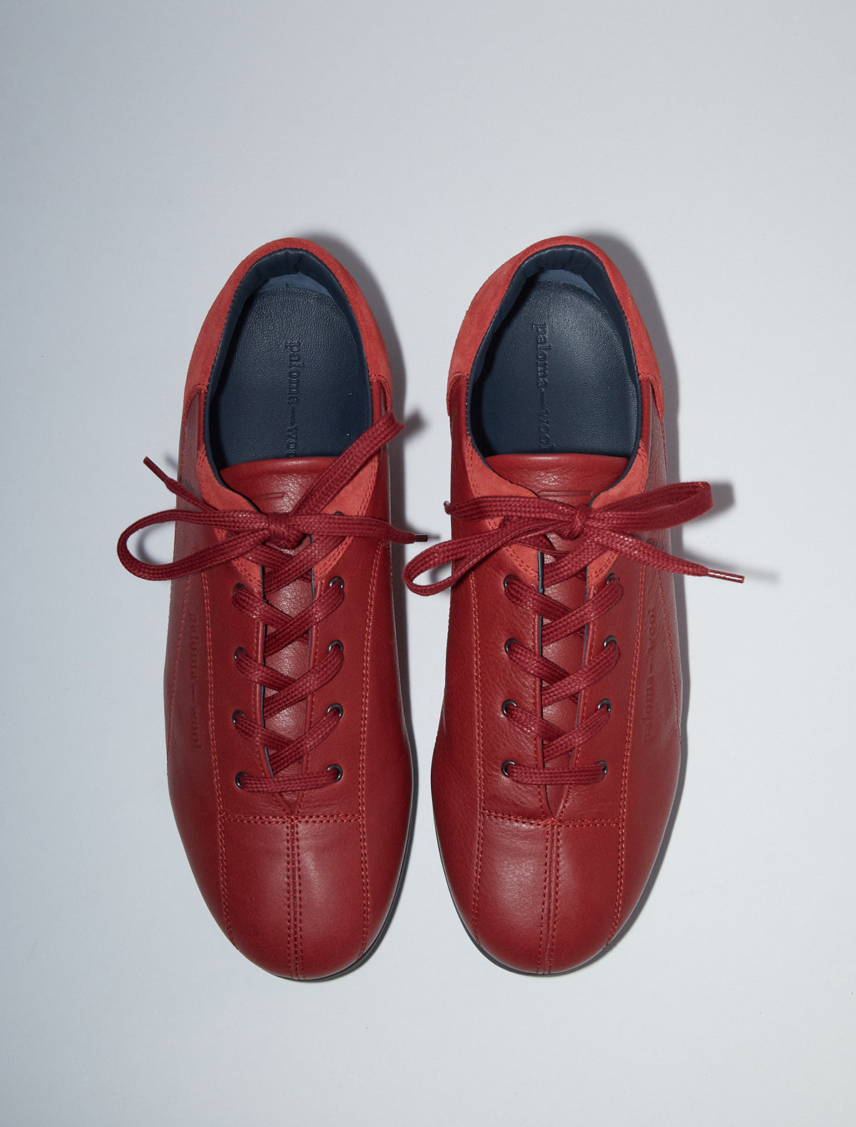 Miles laceup leather sneakers rubber sole red