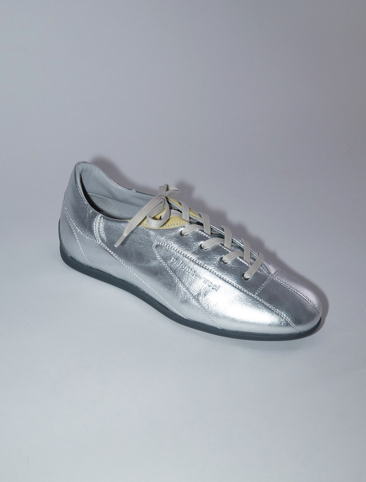 Miles laceup leather sneakers rubber sole silver