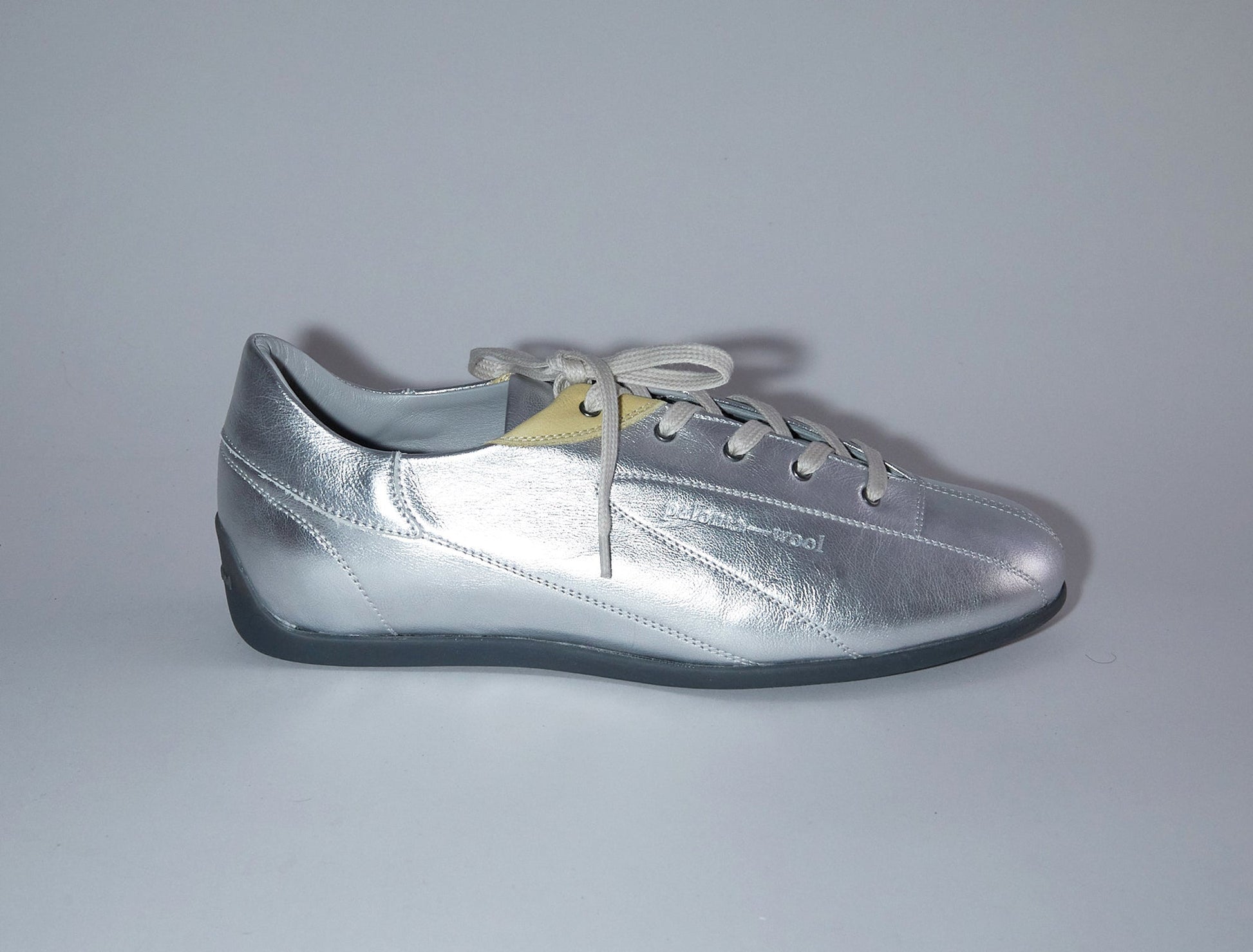 Miles laceup leather sneakers rubber sole silver