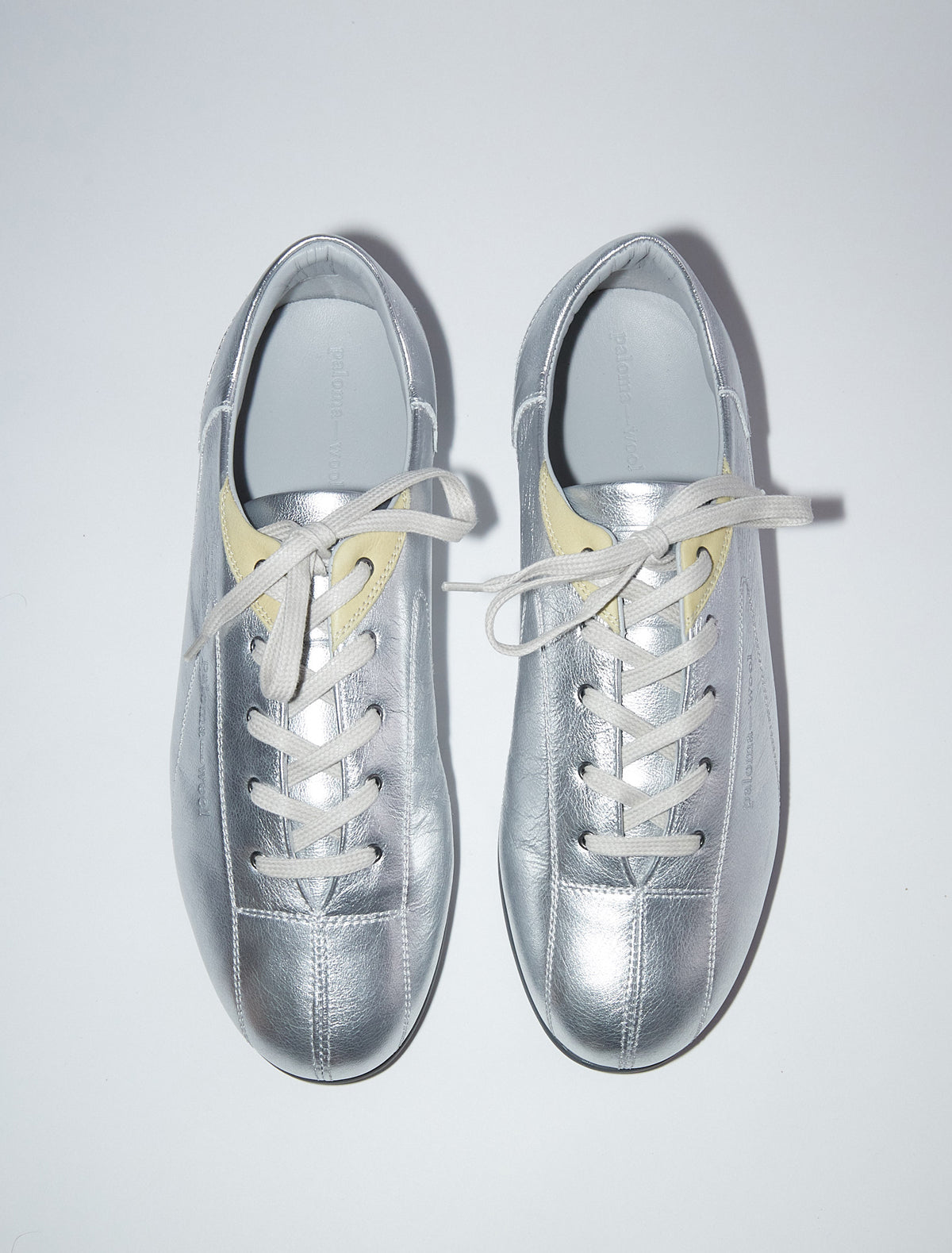 Miles laceup leather sneakers rubber sole silver