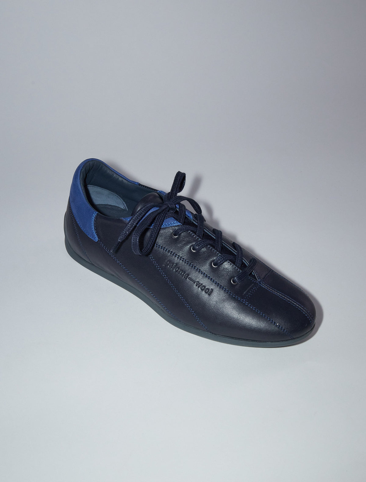 Miles laceup leather sneakers rubber sole navy