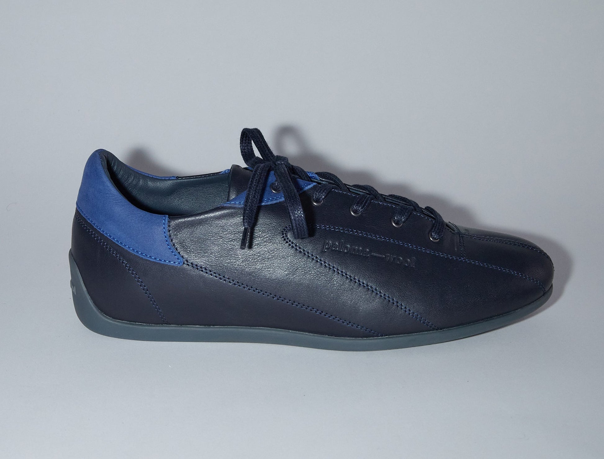 Miles laceup leather sneakers rubber sole navy