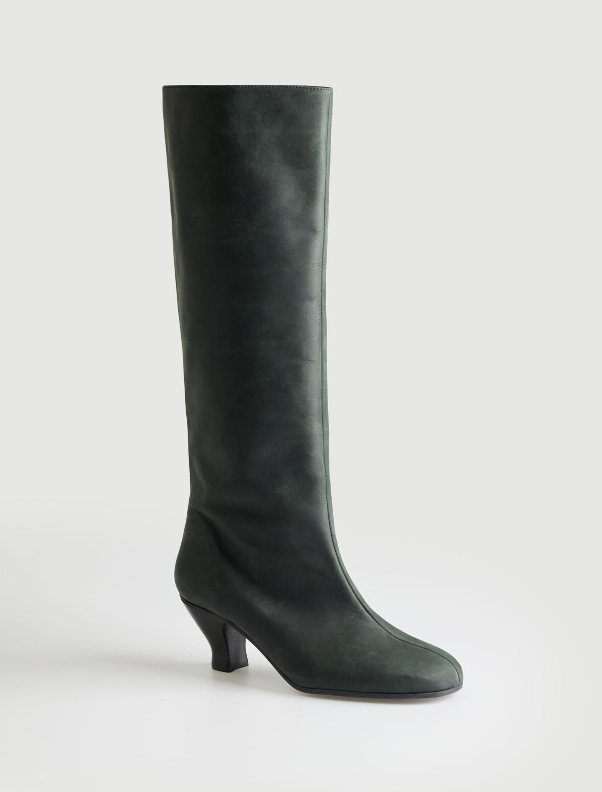 Cecilia leather boots heel painted contrasting color green