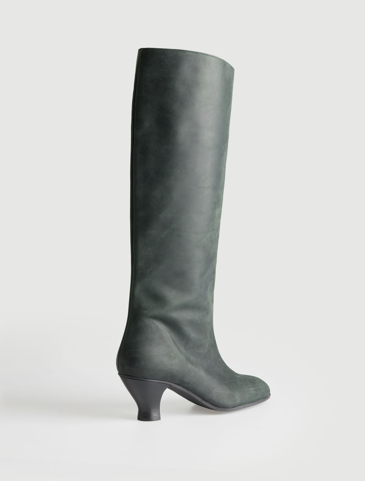 Cecilia leather boots heel painted contrasting color green