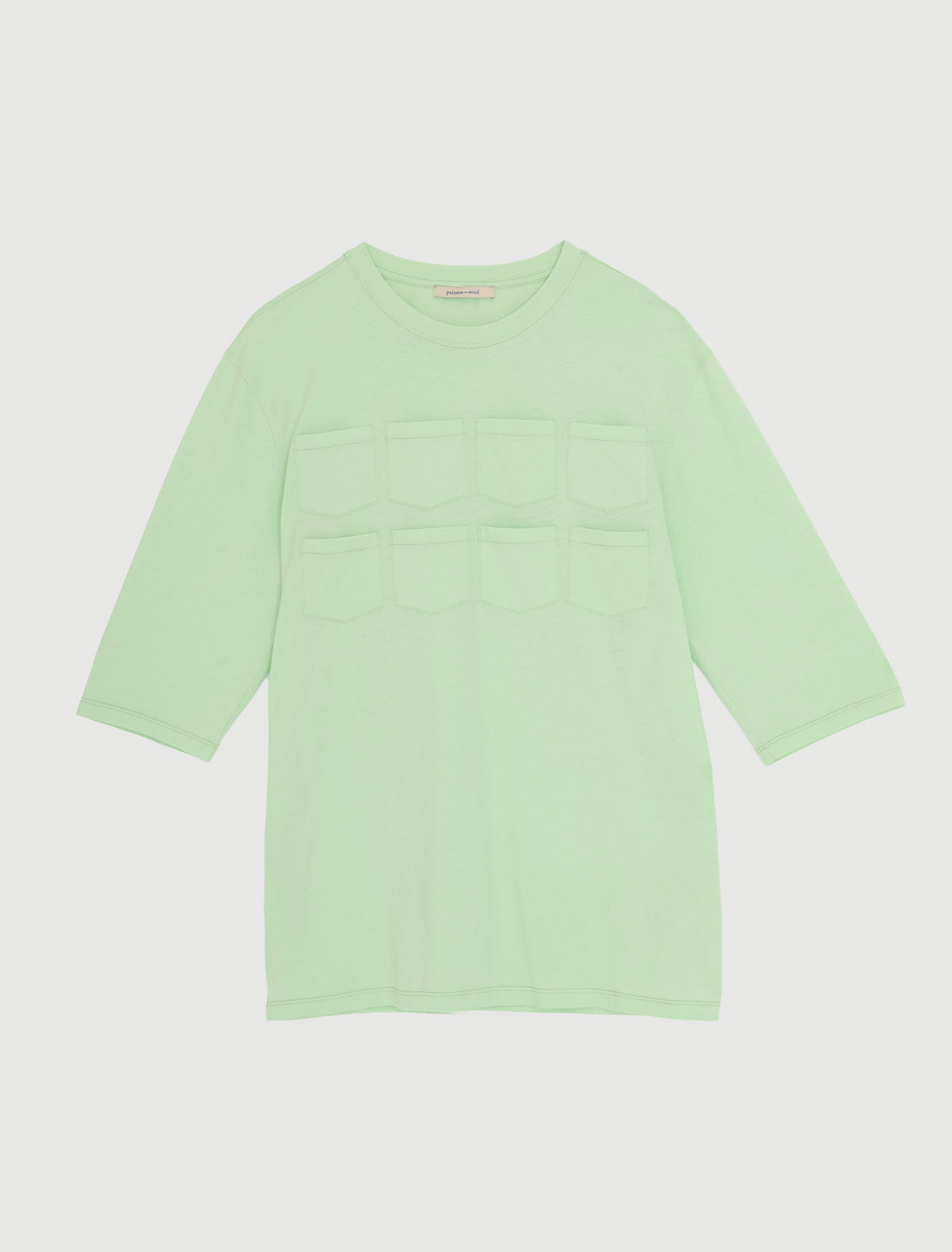Arisa verde elbow length sleeve organic cotton tshirt patch pockets green