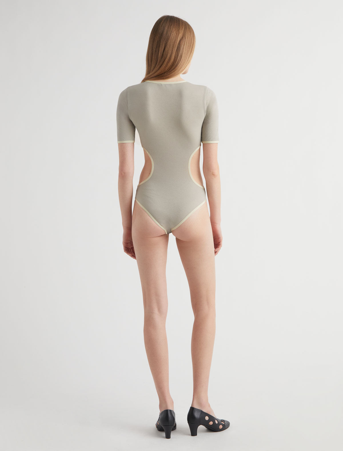 Alina short sleeve triquini style bodysuit side cut outs