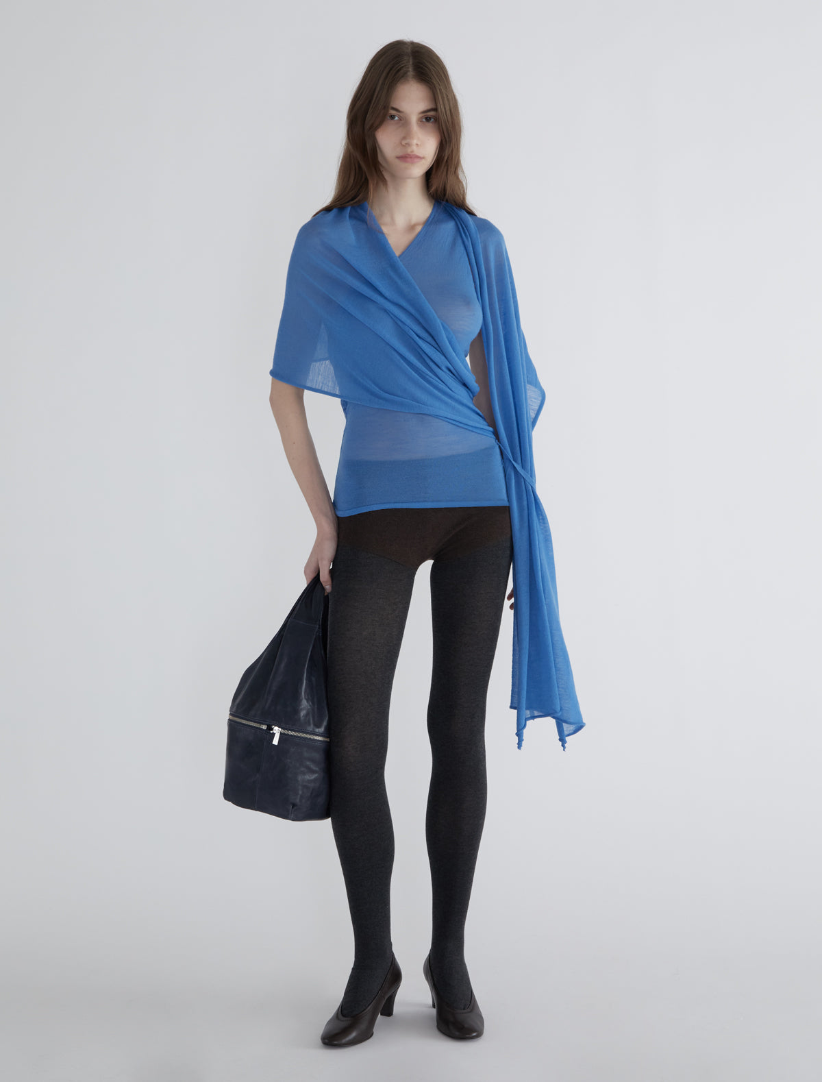 Riba zip bucket style shoulder bag blue