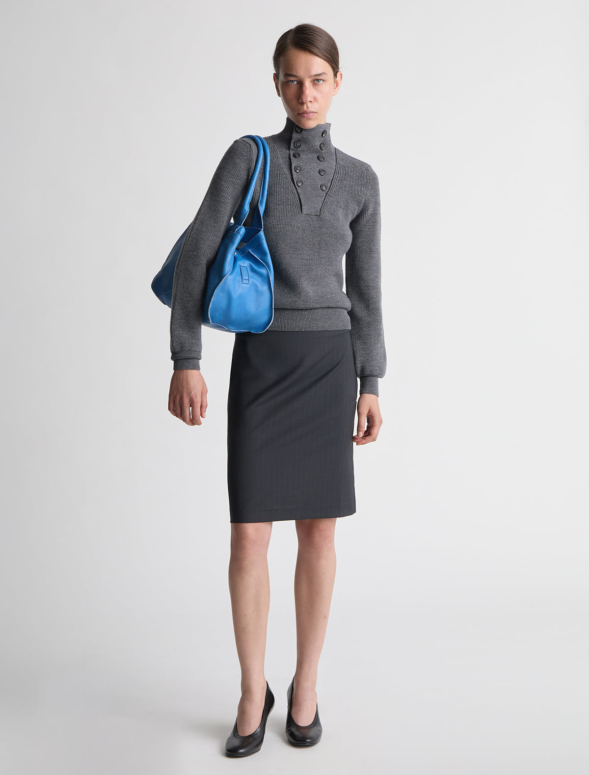 Guida small square tote handbag small pocket intenseblue