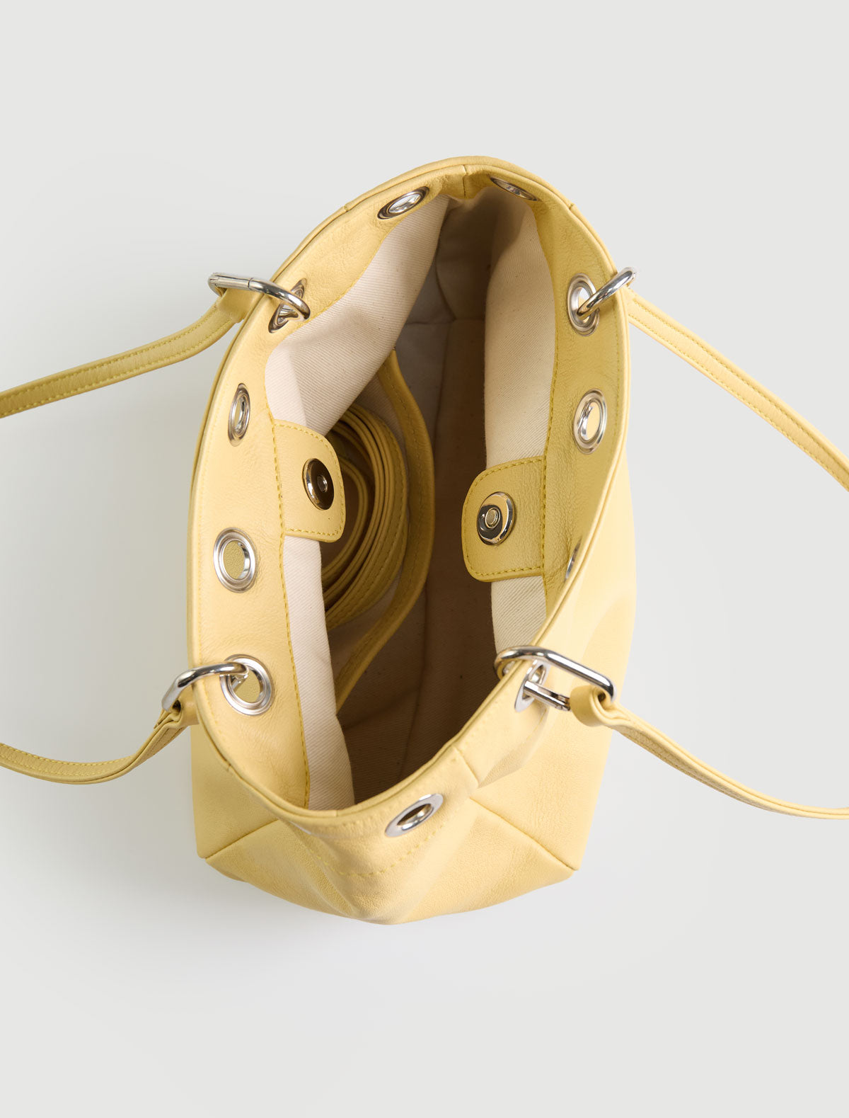 Square philana shopping bag multiposition handles eyelets details yellow