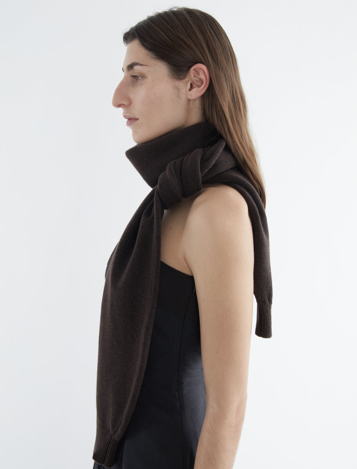 Moix wool scarf cuffs brown