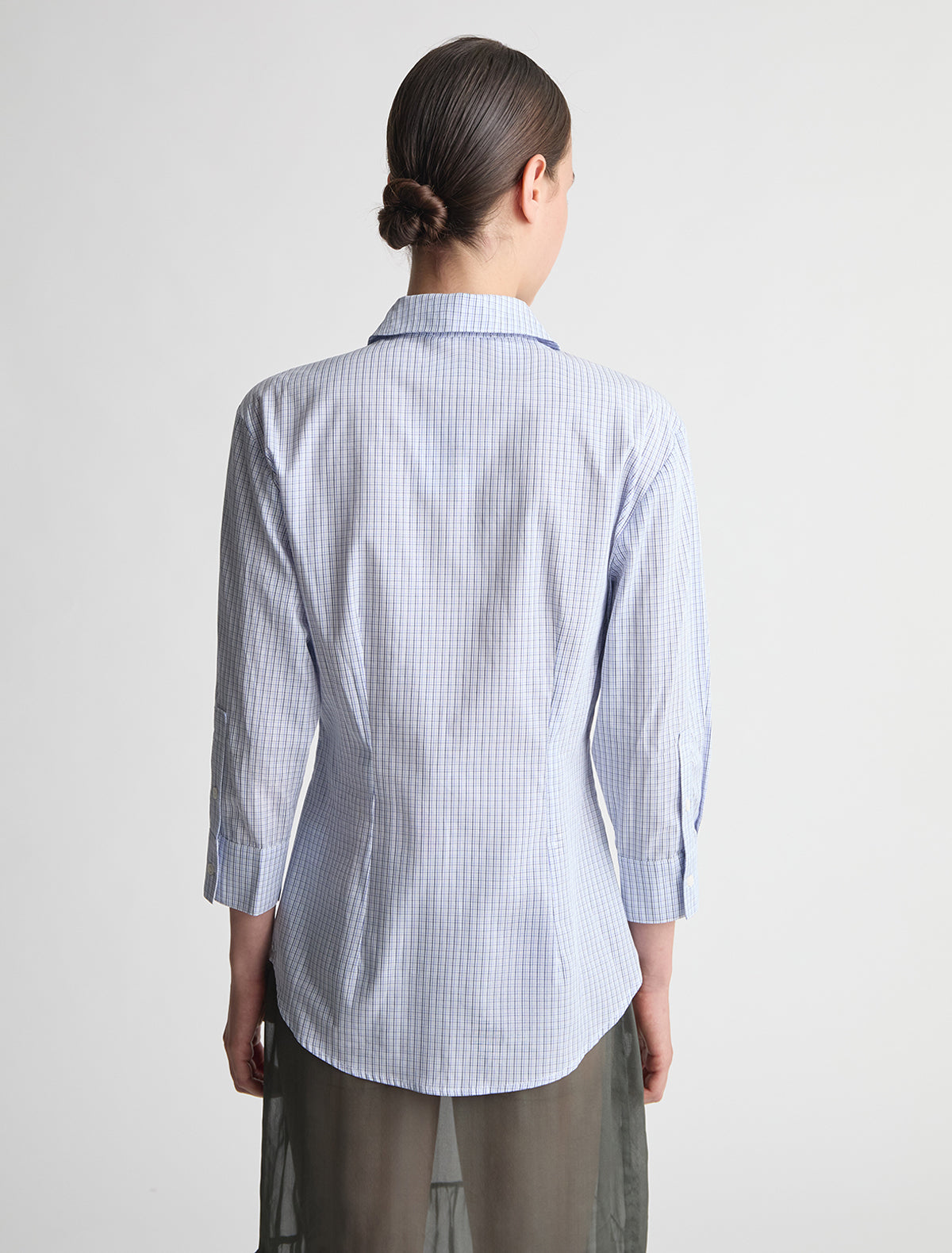Bruna three quarter sleeve shirt fitted body blue
