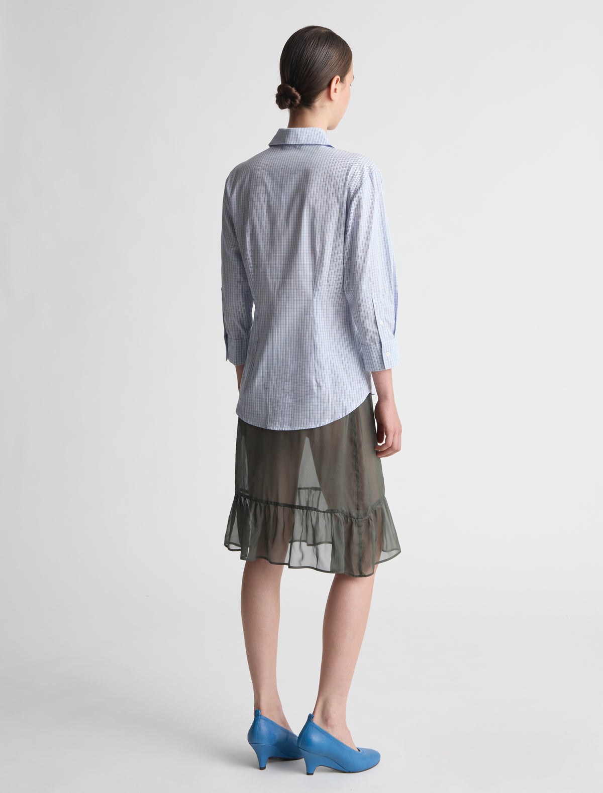 Bruna three quarter sleeve shirt fitted body blue