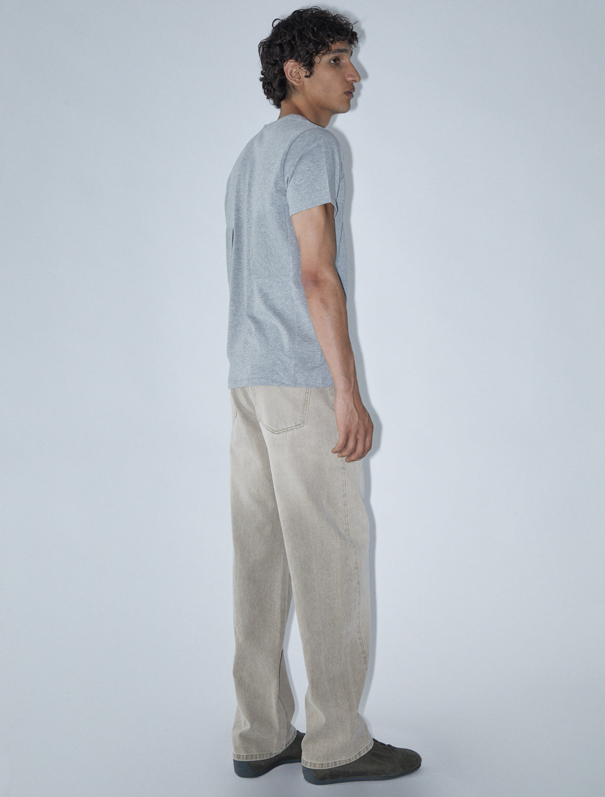 Orlando men trousers forward shifted seams welt pockets grey