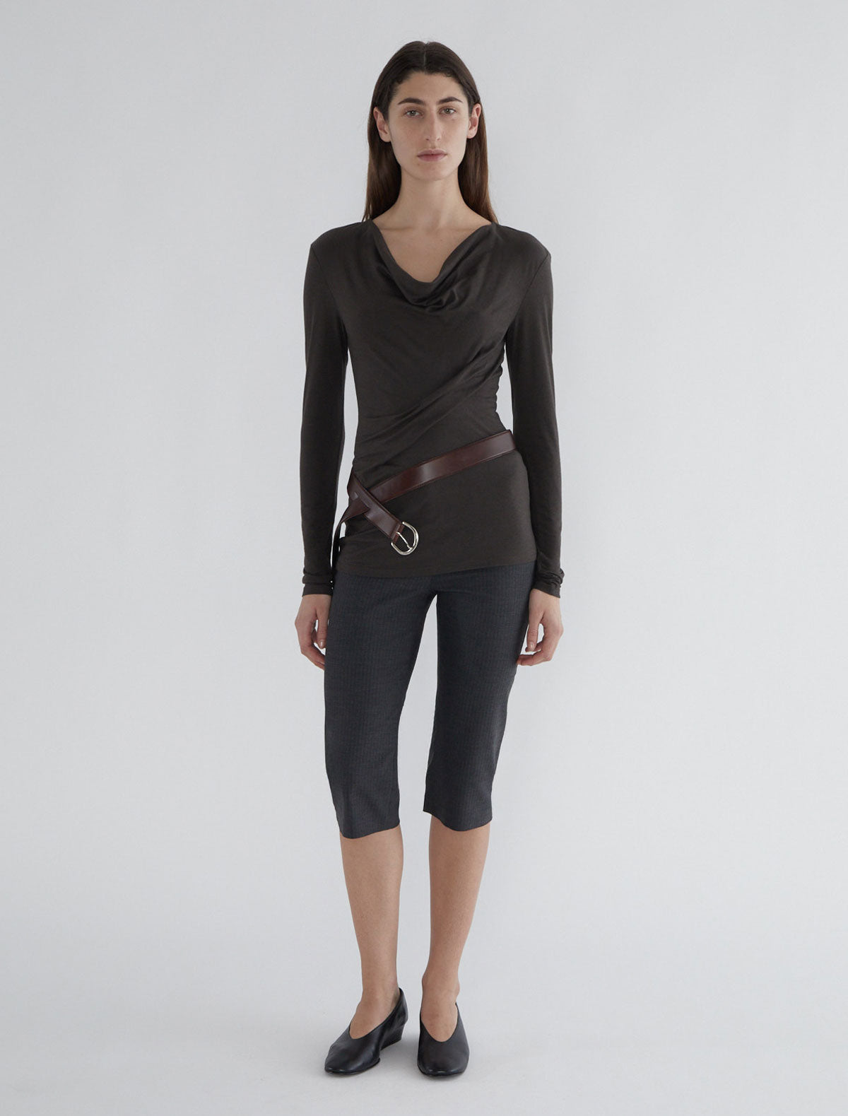 Emilie belt hidden snaps brown