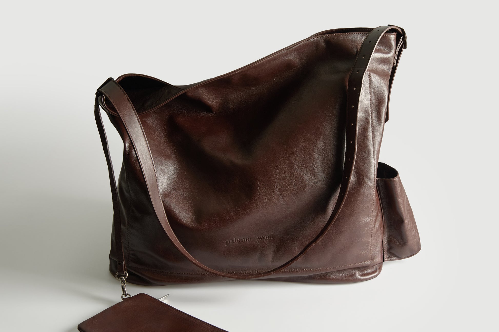 Campnou xxl leather bag pocket laptop brown