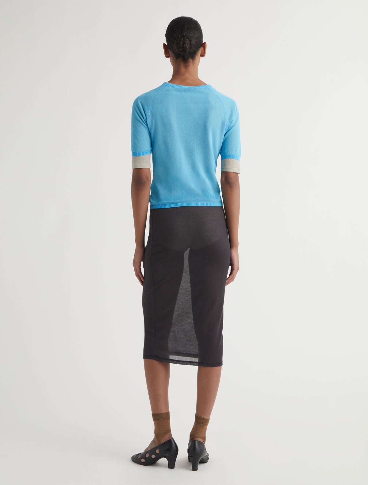 Patinela short sleeve knit cardigan blue