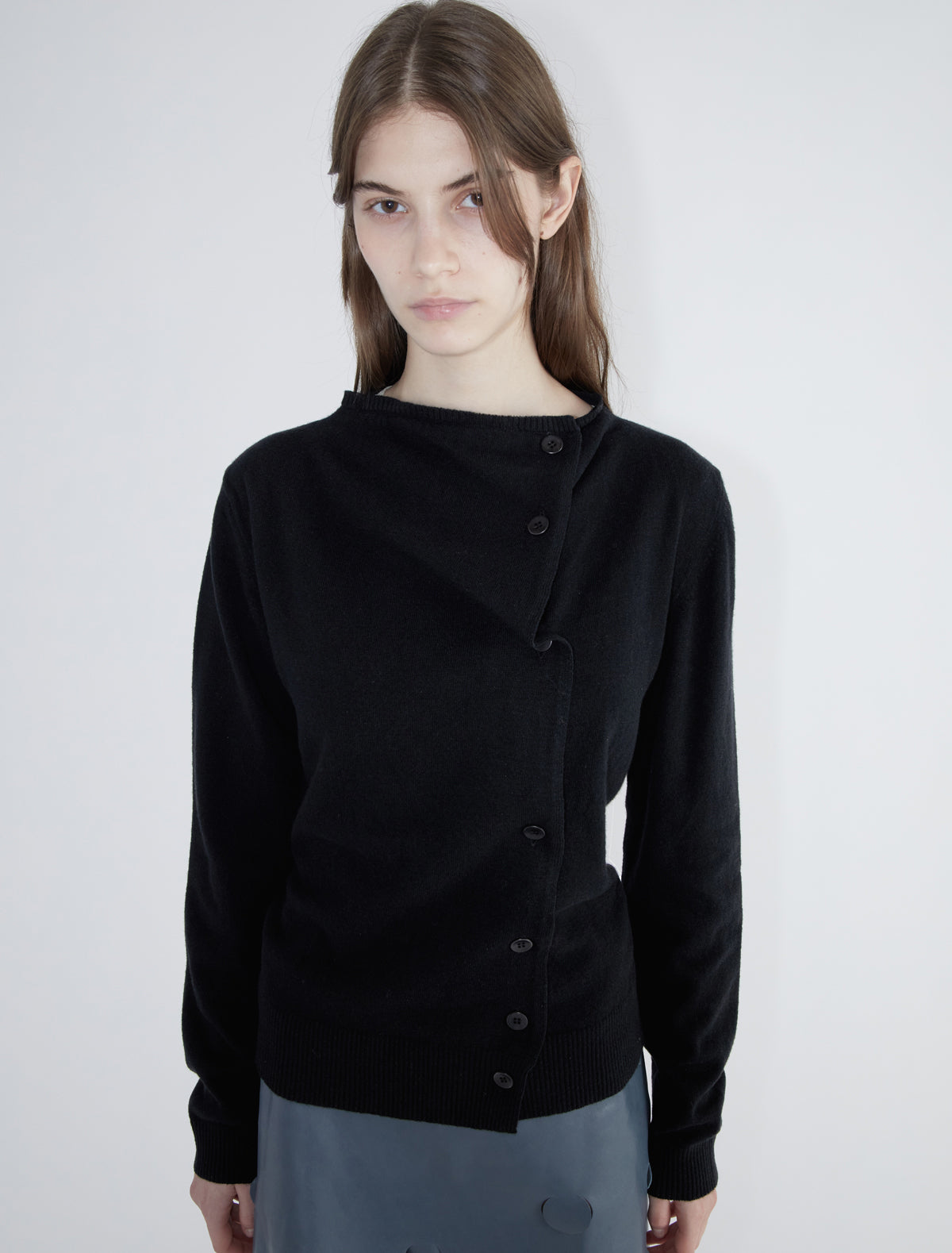 Donalti jumper irregular button fastening black