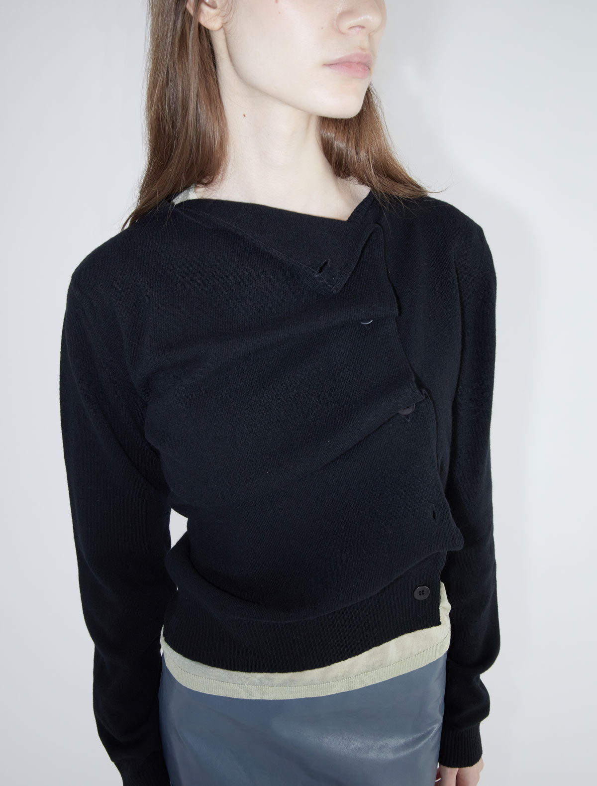 Donalti jumper irregular button fastening black