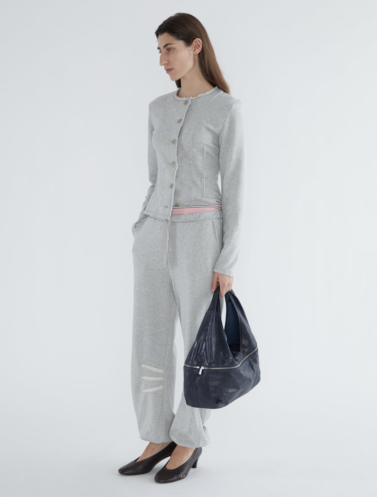 Sanpi round neck fleece jacket grey
