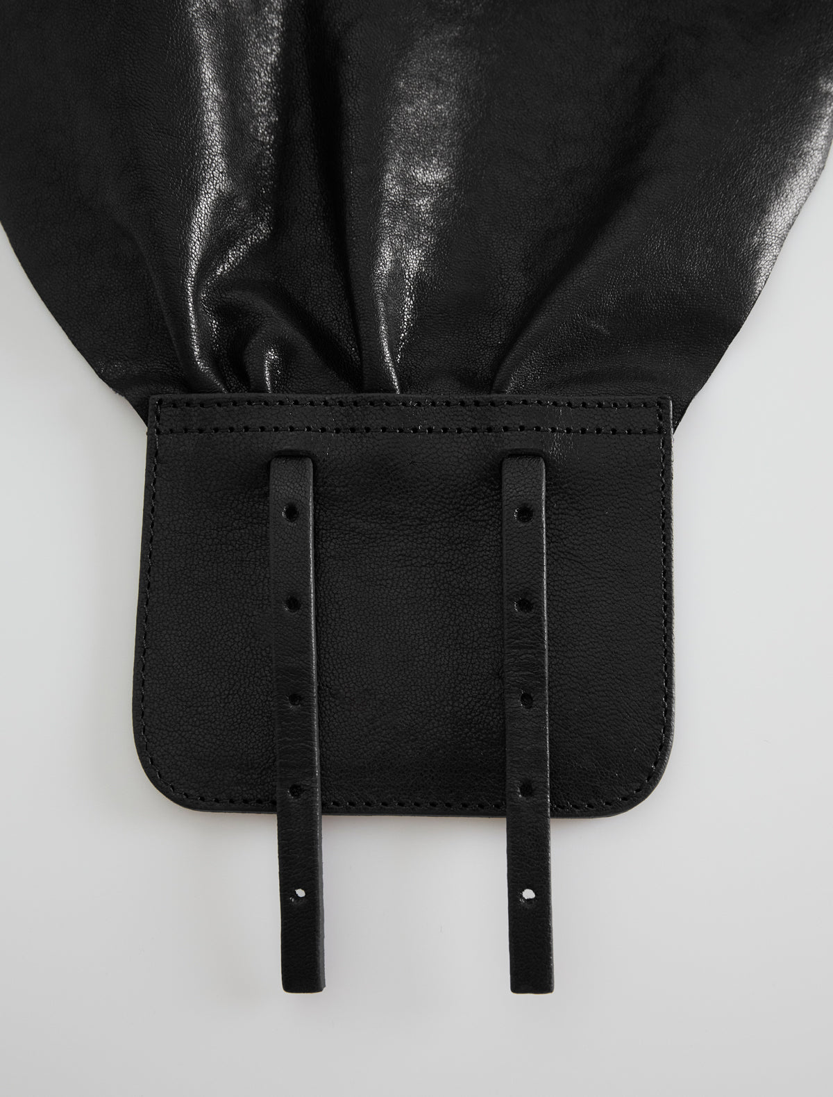 Adriana gathered leather sash double metal buckle closure black