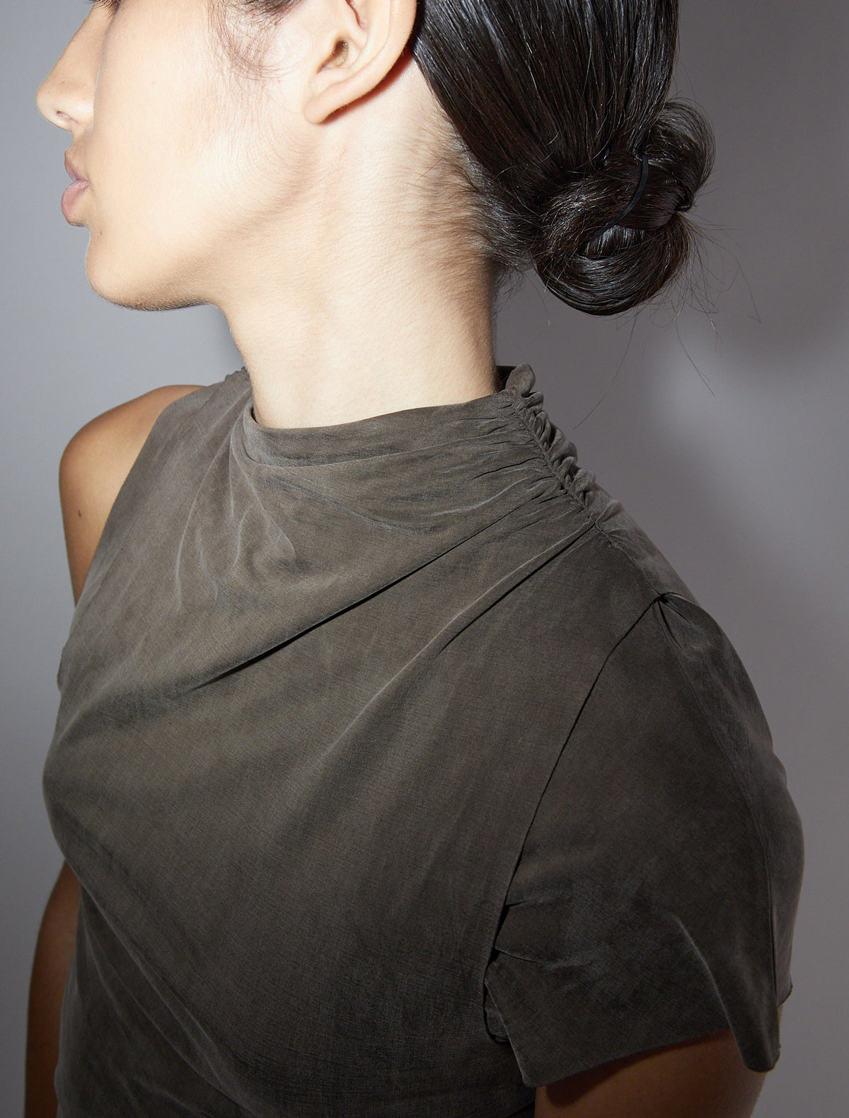 Elvira asymmetric cupro top brown