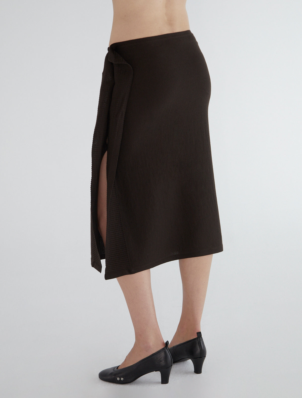 Charco wrap skirt side buttons brown
