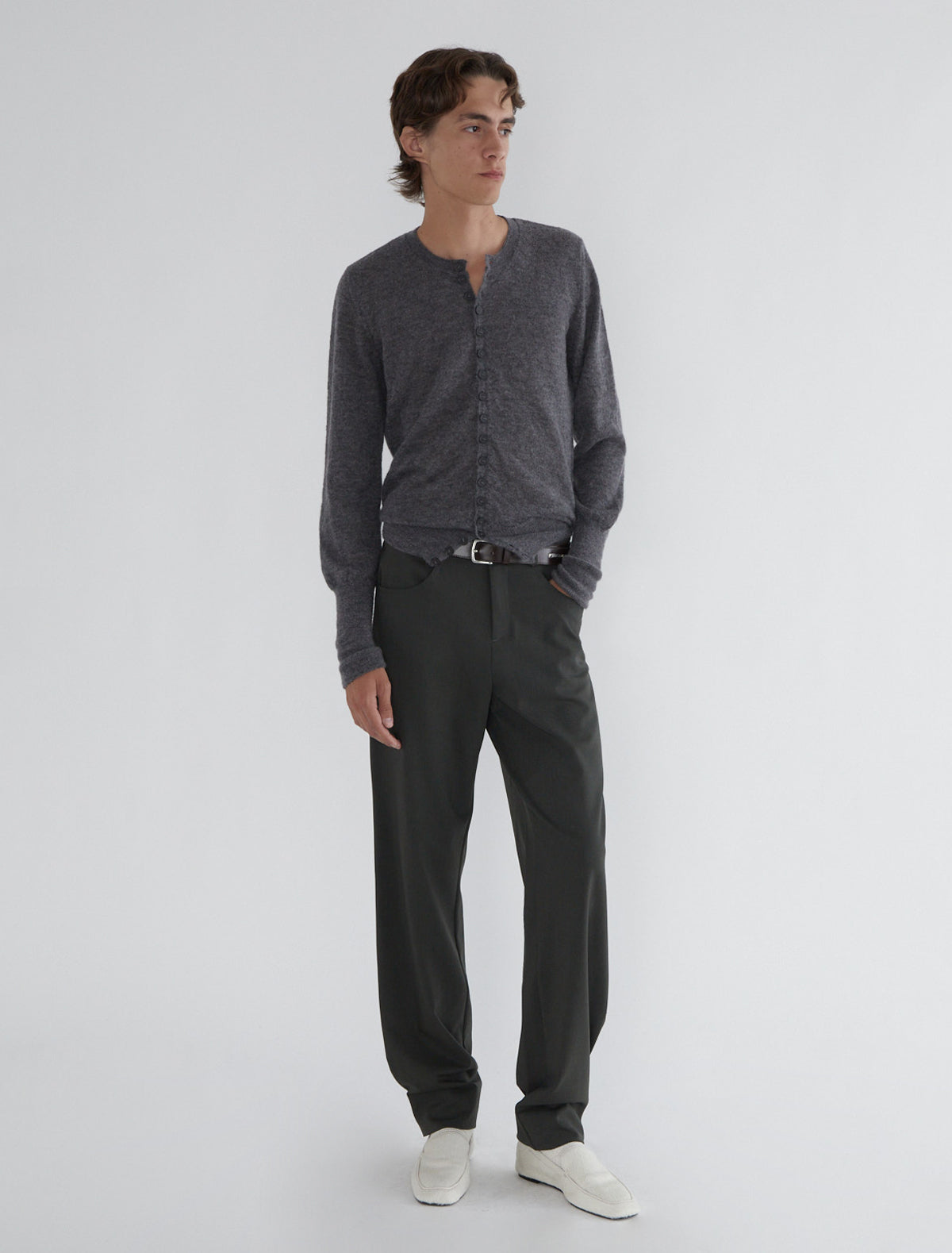 Cink b fitted men cardigan buttons puffed sleeves
