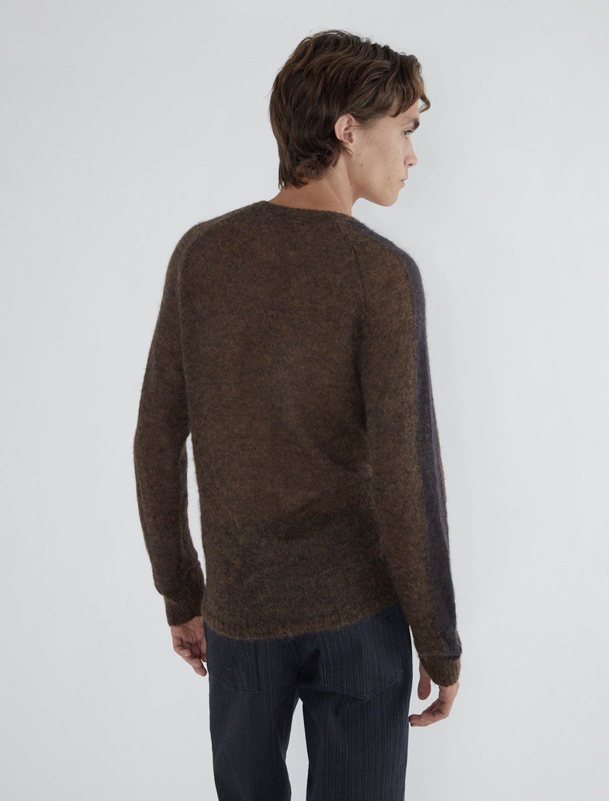 Button dan men cardigan contrast stripe sleeve