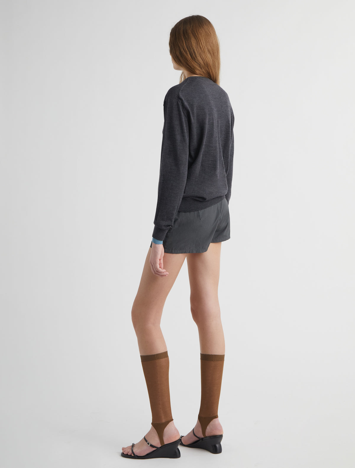 Three round neck wool sweater metal hook hardware grace prince