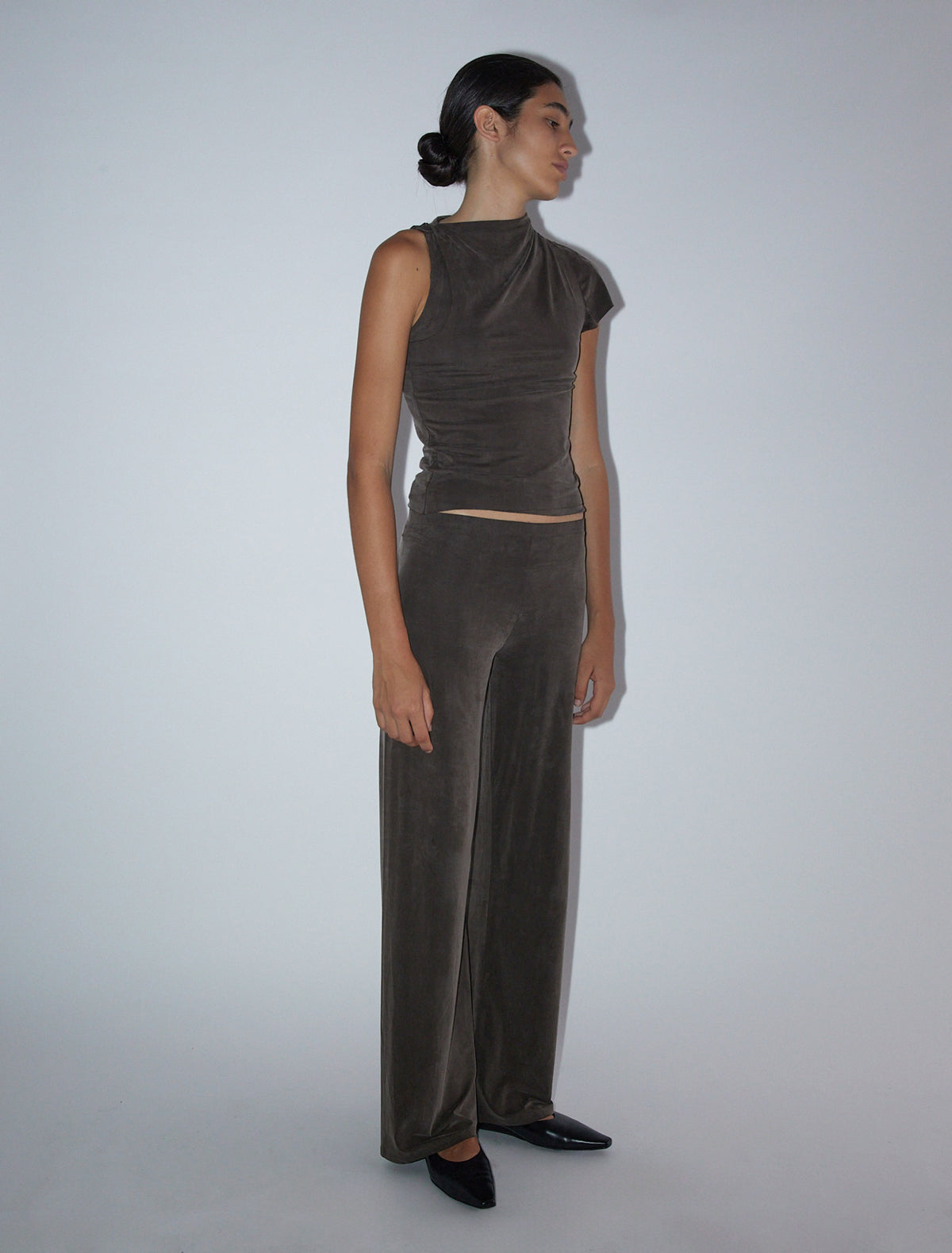 Elvira asymmetric cupro top brown