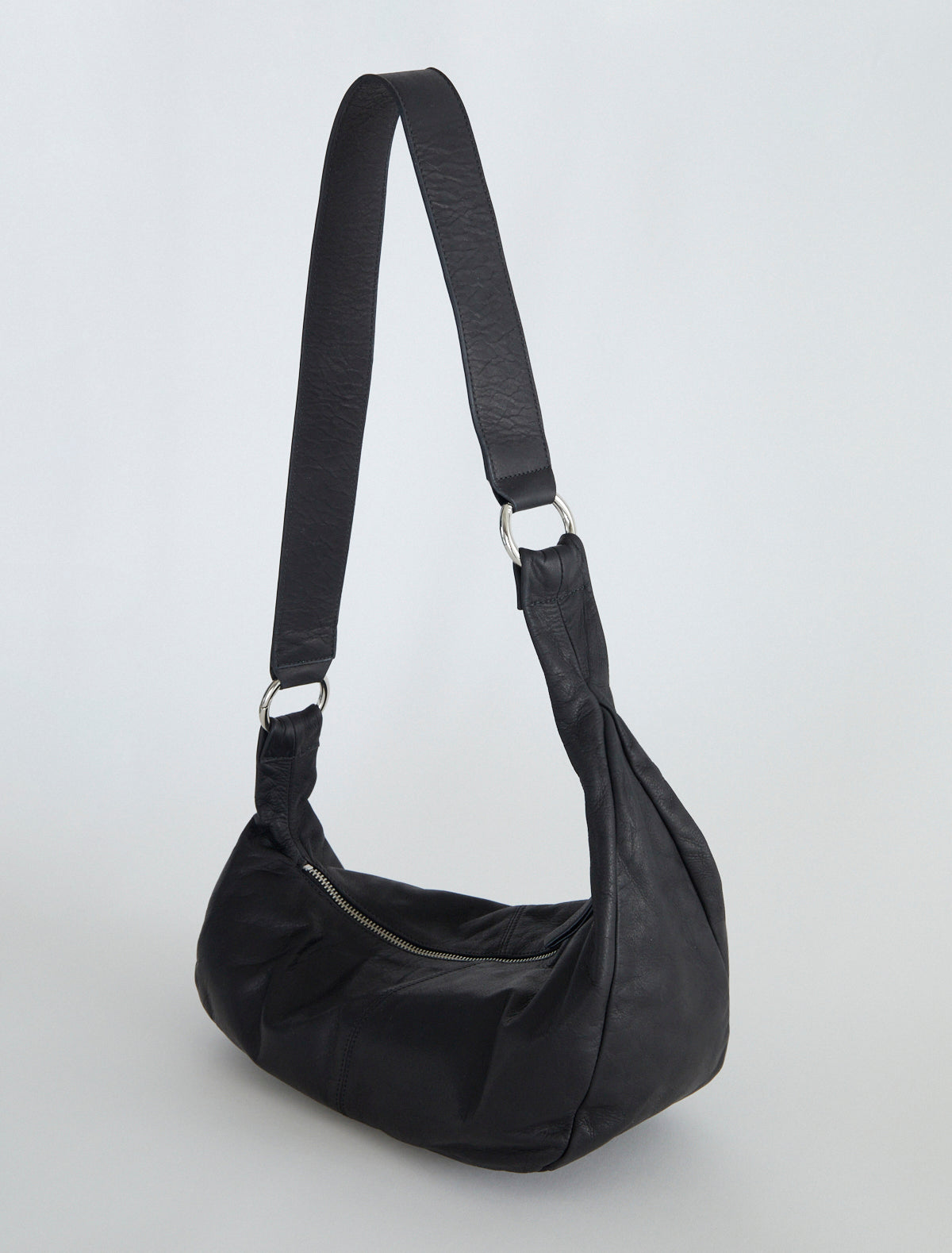 Mini dry elongated wrap around hobo style bag black