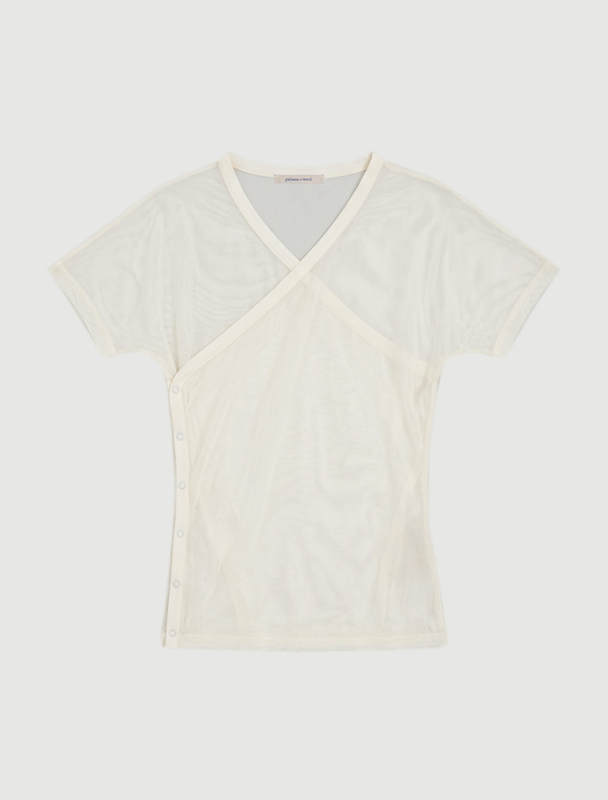 Olimpia crossed ranglan tulle top side snap closures offwhite