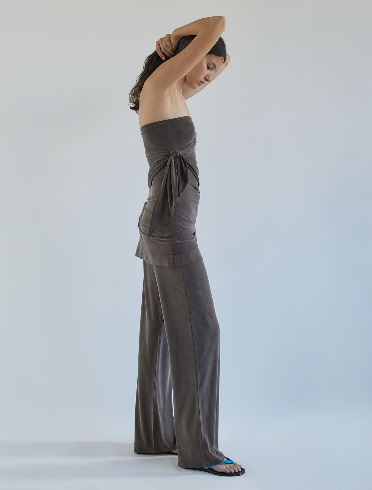 Buho cupro bandeau top long ties wrap around brown