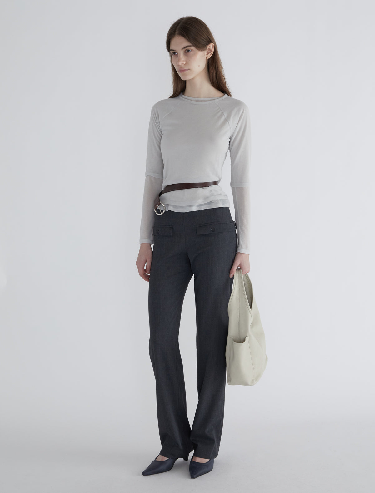 Belts tailored trousers front flap pockets