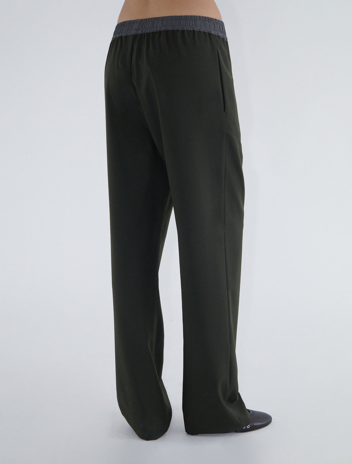 Gales relaxed suit trousers elastic contrast waistband khaki