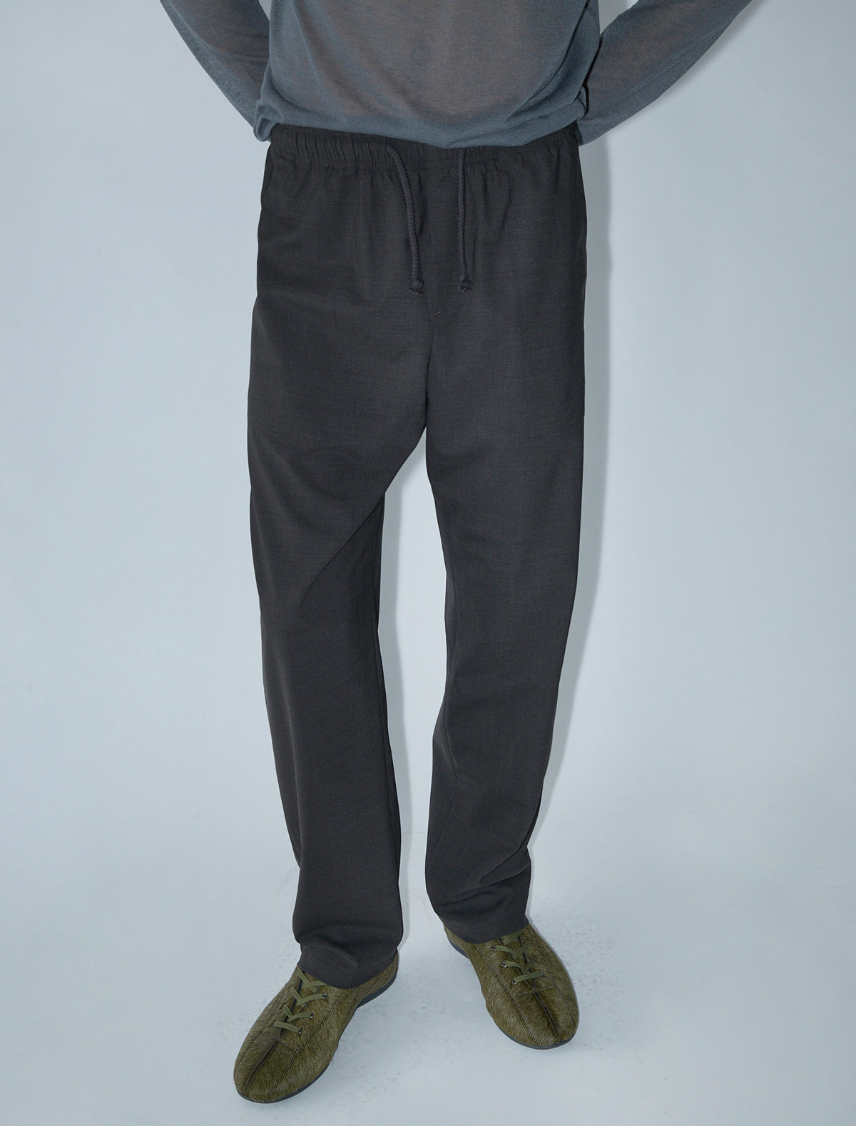 Rene casual prinstripe pants elastic waistband brown