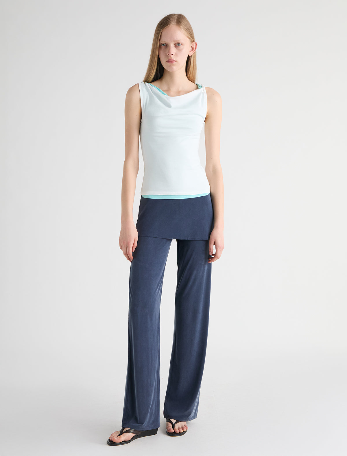 Simp sleeveless top twisted shoulder details white