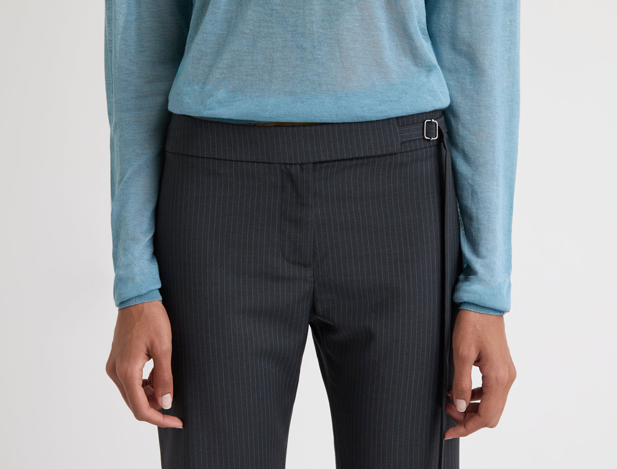 Bigas regular straight leg capri pants tie detail